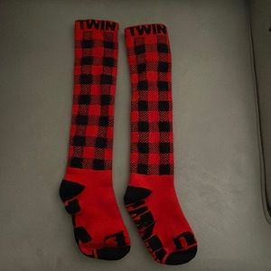 Twin Peaks buffalo plaid knee high socks